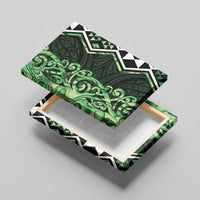 Green Aotearoa Canvas Wall Art Taniko Motifs With Paua Shell Kowhaiwhai