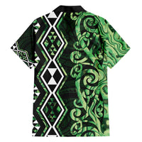 Green Aotearoa Hawaiian Shirt Taniko Motifs With Paua Shell Kowhaiwhai