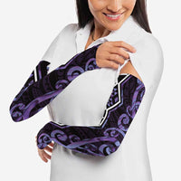 Purple Aotearoa Arm Sleeves Taniko Motifs With Paua Shell Kowhaiwhai - Polynesian Pride