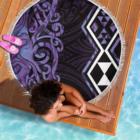 Purple Aotearoa Beach Blanket Taniko Motifs With Paua Shell Kowhaiwhai