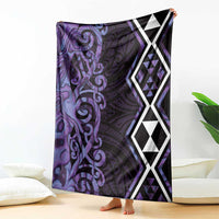Purple Aotearoa Blanket Taniko Motifs With Paua Shell Kowhaiwhai