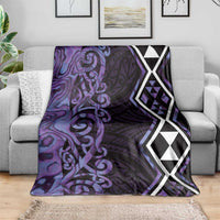 Purple Aotearoa Blanket Taniko Motifs With Paua Shell Kowhaiwhai