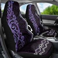 Purple Aotearoa Car Seat Cover Taniko Motifs With Paua Shell Kowhaiwhai