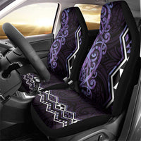 Purple Aotearoa Car Seat Cover Taniko Motifs With Paua Shell Kowhaiwhai