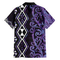 Purple Aotearoa Family Matching Tank Maxi Dress and Hawaiian Shirt Taniko Motifs With Paua Shell Kowhaiwhai LT14 - Polynesian Pride