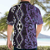 Purple Aotearoa Hawaiian Shirt Taniko Motifs With Paua Shell Kowhaiwhai