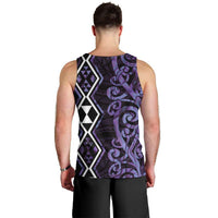 Purple Aotearoa Men Tank Top Taniko Motifs With Paua Shell Kowhaiwhai