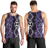 Purple Aotearoa Men Tank Top Taniko Motifs With Paua Shell Kowhaiwhai