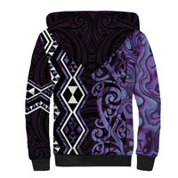 Purple Aotearoa Sherpa Hoodie Taniko Motifs With Paua Shell Kowhaiwhai
