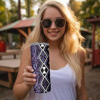 Purple Aotearoa Skinny Tumbler Taniko Motifs With Paua Shell Kowhaiwhai LT14 - Polynesian Pride
