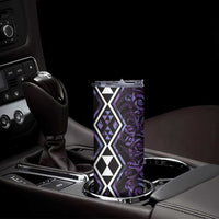 Purple Aotearoa Skinny Tumbler Taniko Motifs With Paua Shell Kowhaiwhai LT14 - Polynesian Pride