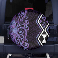 Purple Aotearoa Spare Tire Cover Taniko Motifs With Paua Shell Kowhaiwhai