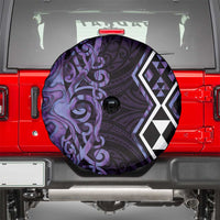 Purple Aotearoa Spare Tire Cover Taniko Motifs With Paua Shell Kowhaiwhai