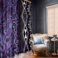 Purple Aotearoa Window Curtain Taniko Motifs With Paua Shell Kowhaiwhai