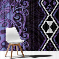 Purple Aotearoa Window Curtain Taniko Motifs With Paua Shell Kowhaiwhai