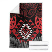 Aotearoa Kiwi Taniko Blanket Silver Fern With Maori Koru Pattern