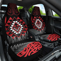 Aotearoa Kiwi Taniko Car Seat Cover Silver Fern With Maori Koru Pattern