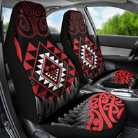 Aotearoa Kiwi Taniko Car Seat Cover Silver Fern With Maori Koru Pattern