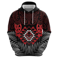Aotearoa Kiwi Taniko Hoodie Silver Fern With Maori Koru Pattern LT14 - Polynesian Pride