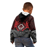 Aotearoa Kiwi Taniko Kid Hoodie Silver Fern With Maori Koru Pattern