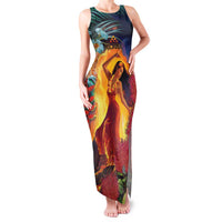 Hawaii Kilauea Big Islands Family Matching Tank Maxi Dress and Hawaiian Shirt Pele Goddess With Tropical Flowers