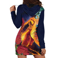 Hawaii Kilauea Big Islands Hoodie Dress Pele Goddess With Tropical Flowers