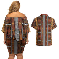 Malo e Lelei Tonga Couples Matching Off Shoulder Short Dress and Hawaiian Shirt Tongan Ngatu Tapa Cloth - Polynesian Pride