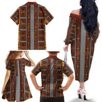 Malo e Lelei Tonga Family Matching Off The Shoulder Long Sleeve Dress and Hawaiian Shirt Tongan Ngatu Tapa Cloth - Polynesian Pride