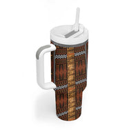 Malo e Lelei Tonga Tumbler With Handle Tongan Ngatu Tapa Cloth - Polynesian Pride