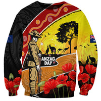 New Zealand And Australia ANZAC Day Sweatshirt Aboriginal Maori Starring Night Style LT14 Unisex Gold - Polynesian Pride