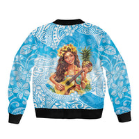 Aloha Hawaii Women's Day Bomber Jacket Hula Girl With Ukulele Tropical Style LT14 - Polynesian Pride