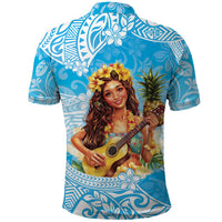 Aloha Hawaii Women's Day Polo Shirt Hula Girl With Ukulele Tropical Style LT14 - Polynesian Pride