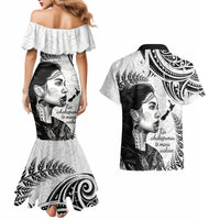 New Zealand Women's Day Couples Matching Mermaid Dress and Hawaiian Shirt Aotearoa Kia Whakapumau Te Mana Wahine LT14 - Polynesian Pride