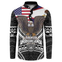 Talofa American Samoa Flag Day Button Sweatshirt Bald Eagle Polynesian Tattoo LT14 Black - Polynesian Pride