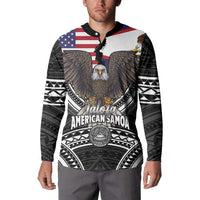 Talofa American Samoa Flag Day Button Sweatshirt Bald Eagle Polynesian Tattoo LT14 - Polynesian Pride