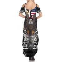 Talofa American Samoa Flag Day Family Matching Summer Maxi Dress and Hawaiian Shirt Bald Eagle Polynesian Tattoo
