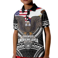 Talofa American Samoa Flag Day Kid Polo Shirt Bald Eagle Polynesian Tattoo LT14 Kid Black - Polynesian Pride