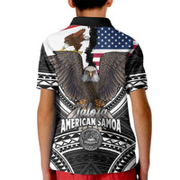 Talofa American Samoa Flag Day Kid Polo Shirt Bald Eagle Polynesian Tattoo LT14 - Polynesian Pride