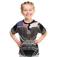 Talofa American Samoa Flag Day Kid T Shirt Bald Eagle Polynesian Tattoo LT14 Black - Polynesian Pride