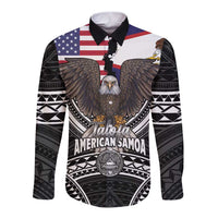 Talofa American Samoa Flag Day Long Sleeve Button Shirt Bald Eagle Polynesian Tattoo
