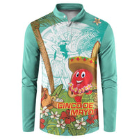 Hawaii Cinco de Mayo Button Sweatshirt Chili Pepper Hula Girl Tropical Vibes LT14 Turquoise - Polynesian Pride