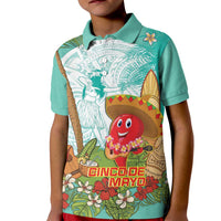 Hawaii Cinco de Mayo Kid Polo Shirt Chili Pepper Hula Girl Tropical Vibes