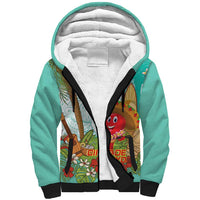 Hawaii Cinco de Mayo Sherpa Hoodie Chili Pepper Hula Girl Tropical Vibes LT14 Unisex Turquoise - Polynesian Pride
