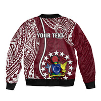 Personalised June 15 Mangaia Gospel Day Mangaia Cook Islands Sleeve Zip Bomber Jacket Maroon Version LT14 - Polynesian Pride