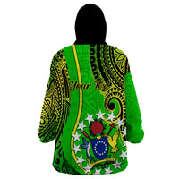 Personalised Cook Islands Wearable Blanket Hoodie Kuki Airani Coat Of Arms LT14 - Polynesian Pride