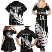 Custom New Zealand Silver Fern Cricket Family Matching Summer Maxi Dress and Hawaiian Shirt Aotearoa Maori Go Black Cap LT14 - Polynesian Pride