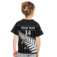 Custom New Zealand Silver Fern Cricket Kid T Shirt Aotearoa Maori Go Black Cap LT14 - Polynesian Pride