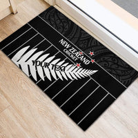 Custom New Zealand Silver Fern Cricket Rubber Doormat Aotearoa Maori Go Black Cap