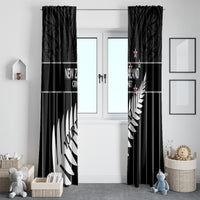 Custom New Zealand Silver Fern Cricket Window Curtain Aotearoa Maori Go Black Cap