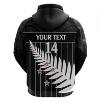 Custom New Zealand Silver Fern Cricket Zip Hoodie Aotearoa Maori Go Black Cap LT14 - Polynesian Pride